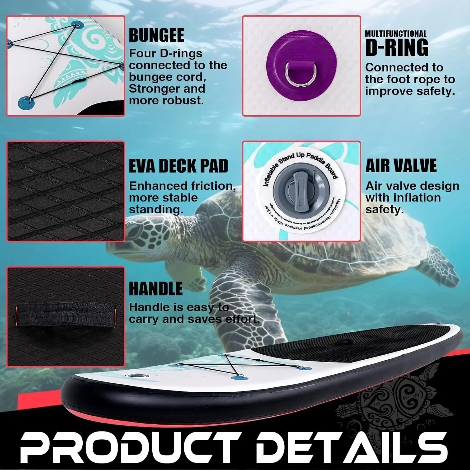 FunWater Inflatable Stand Up Paddle Board Premium SUP Paddle Accessories EVA Deck