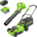 Greenworks 40V 16 Brushless Cordless (Push) Lawn Mower Blower (350 CFM) 13 String Trimmer