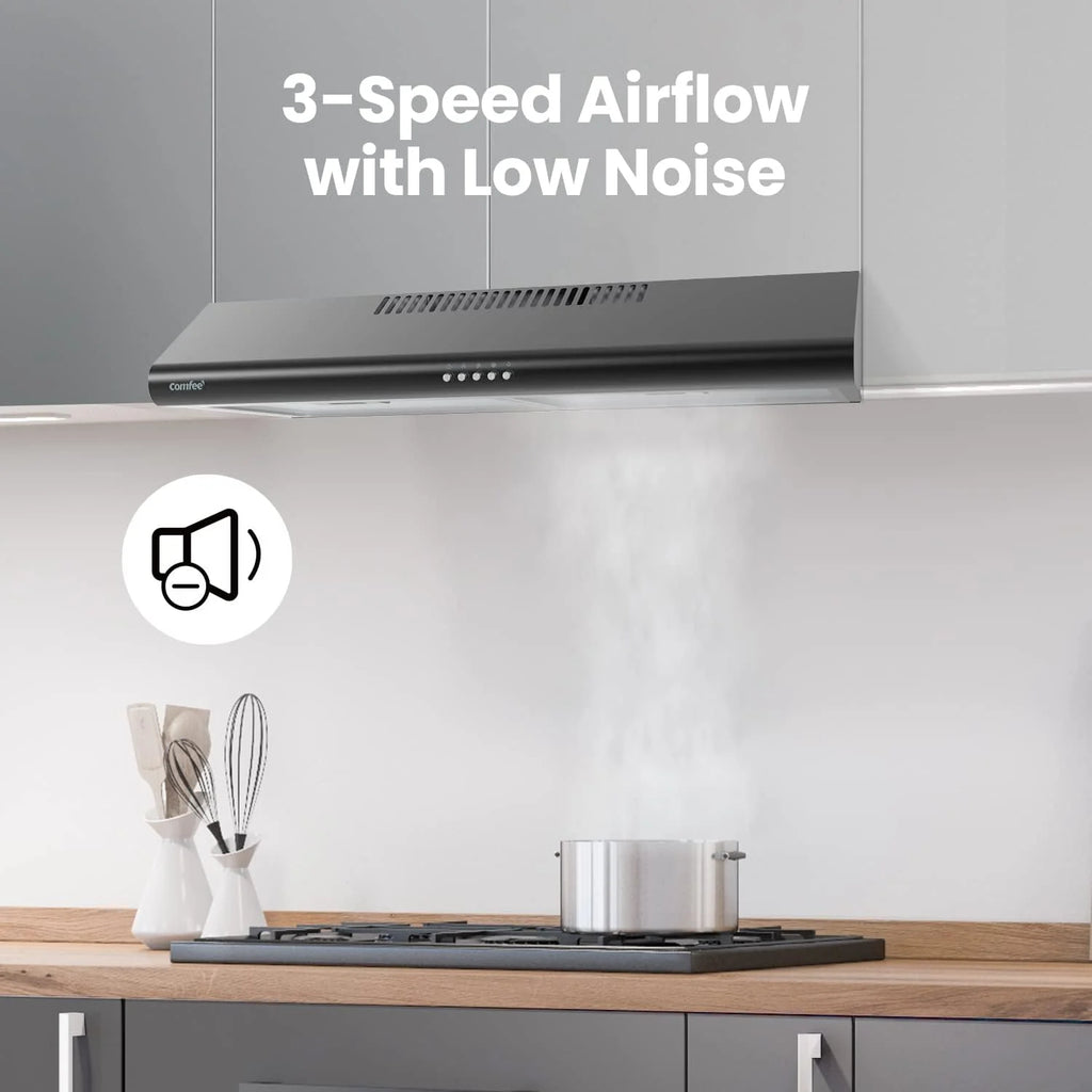 Comfee 30 Under Cabinet Ducted/Ductless Convertible Slim Vent Durable Stainless Steel Kitchen Reusable Filter
