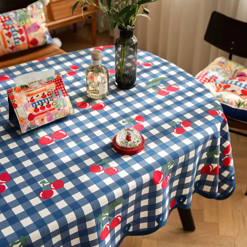 Luxuri?se karierte Tischdecke im INS-Stil, wasserabweisend, ?lbest?ndig, moderner Esszimmerbezug