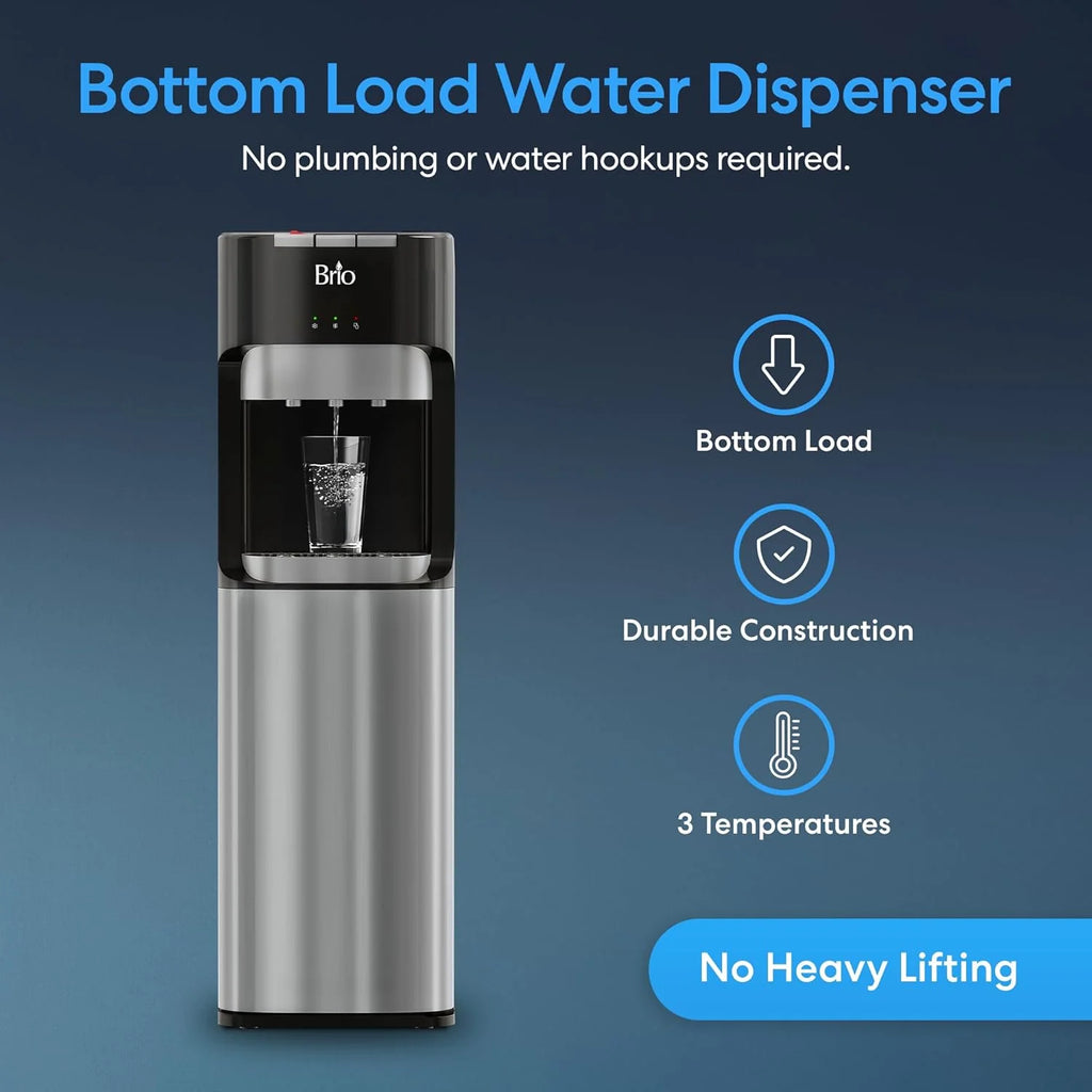 Brio Bottom Loading Water Cooler Dispenser for 5 Gallon Bottles 3 Temperatures with Hot