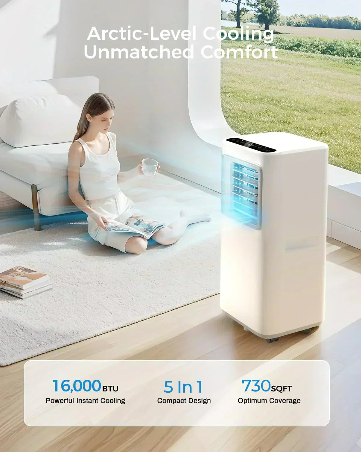 Portable-Air-Conditioners-16,000-Btu AC Unit 5 in 1 Wifi Smart Air Conditioner with APP Fan