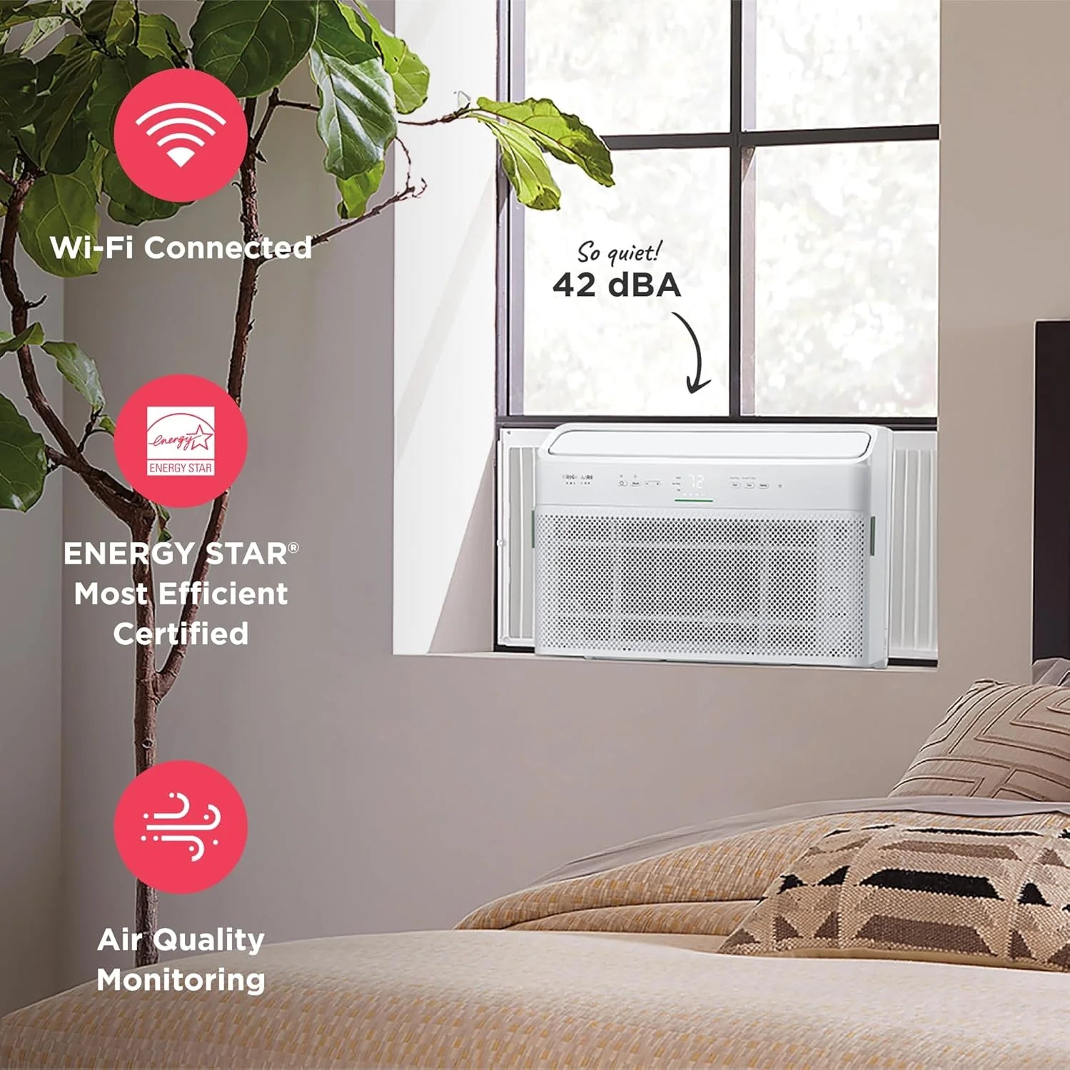 Frigidaire GHWQ103WC1 Inverter Quiet Temp Room Air Conditioner, 10,000 BTU with Wi-Fi Connected, Works with Alexa, Energy Star Certified, Easy-to-Clean Washable Filter, in White