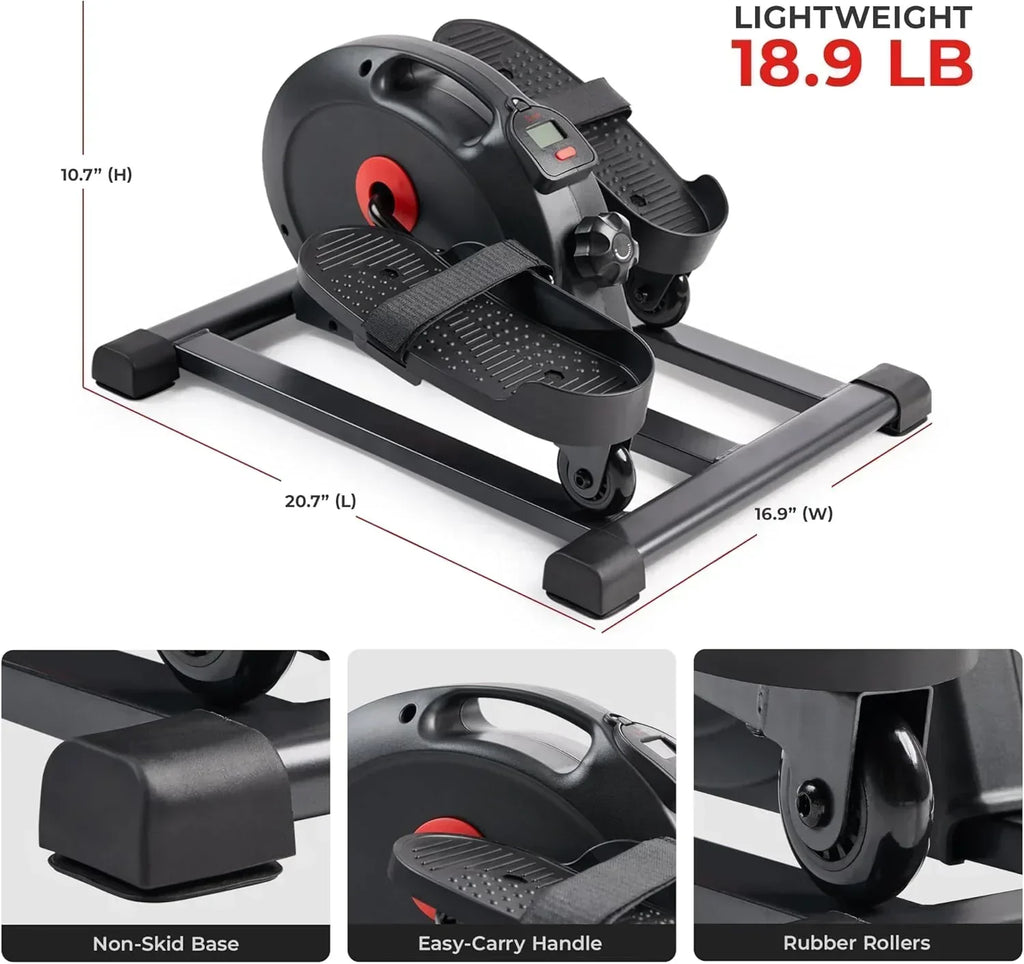 Sunny Health Fitness Smart Mini Elliptical Trainer Indoor Under-Desk Pedal Exerciser