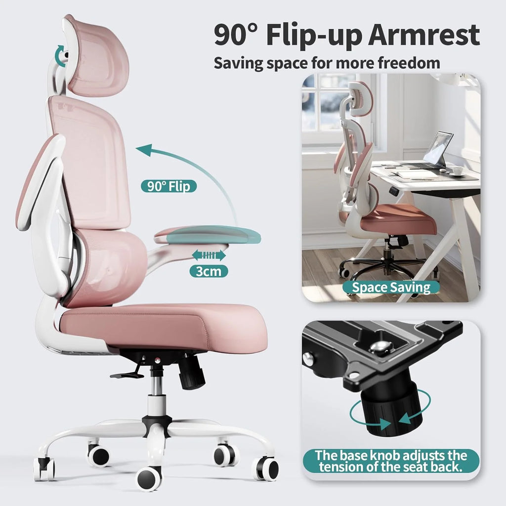 Office Chair Ergonomic Desk Chair, 330 lbs Home Mesh Desk Chair with Wheels, Comfortable Gaming Chair, High Back Office Chair