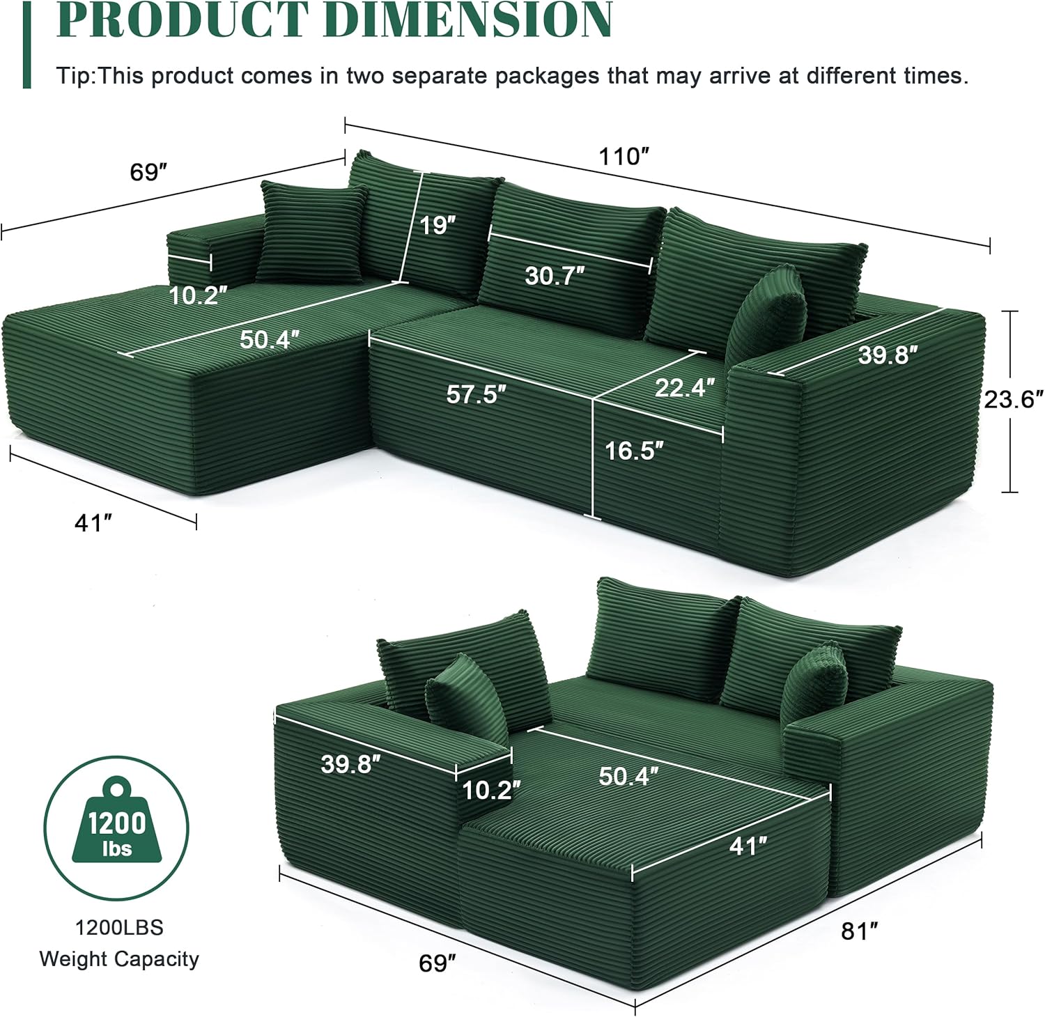 110-inch cloud sofa boneless sofa in the living room modular sofa with deep seats