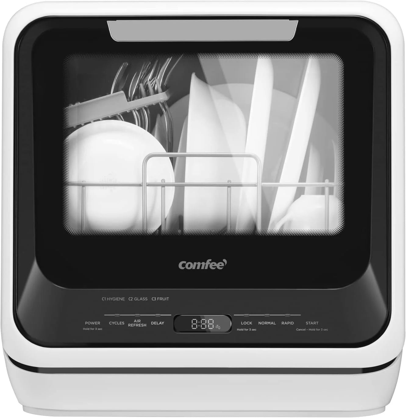 COMFEE' Portable Mini Dishwasher Countertop with 1.32Gal Built-in Water Tank