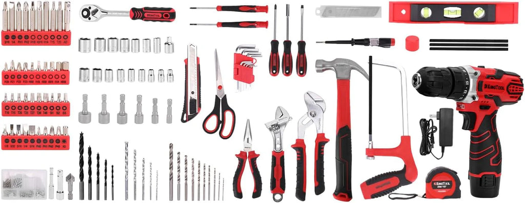 KingTool 276-Piece Tool Set Kit Tool kit 12V Cordless Power Drill Driver Toolbox Storage Case