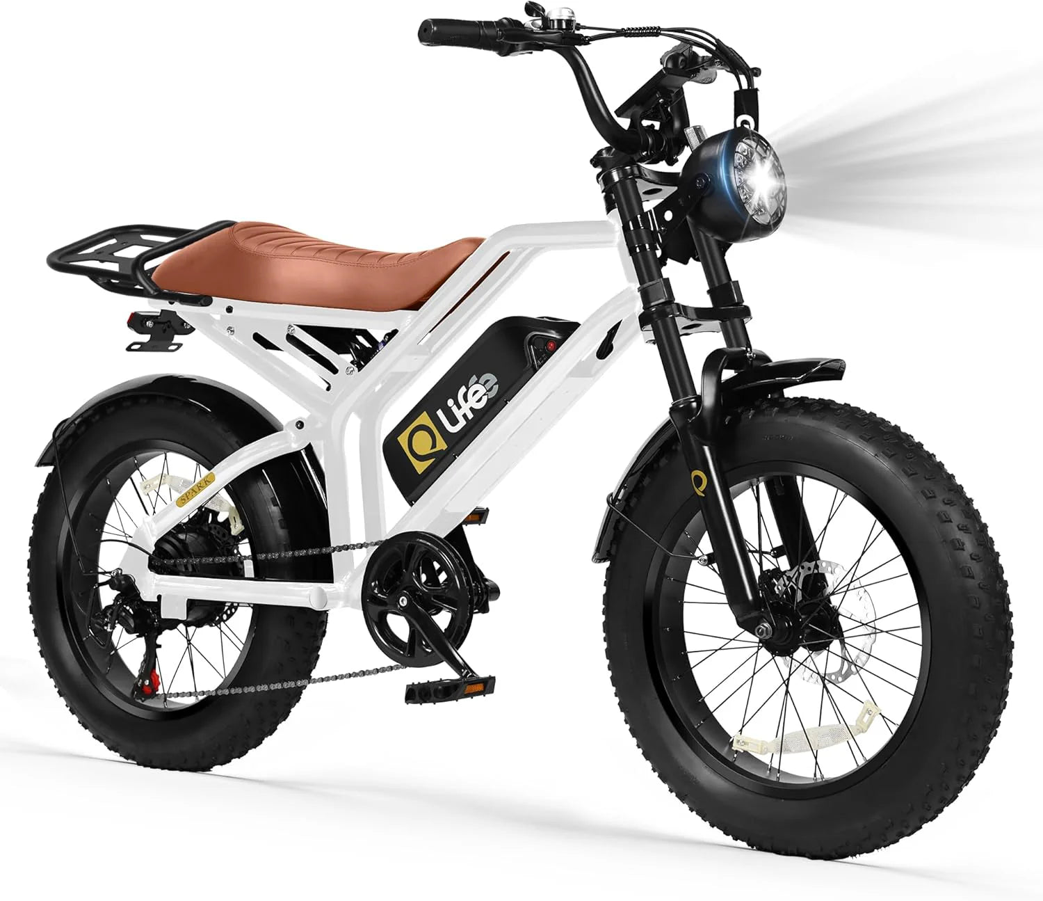 Qlife Electric Bike for Adults/Teens Spark-1500W Peak Motor 20 Fat Tires 28MPH(Unlock to 35MPH) Dirt Bike