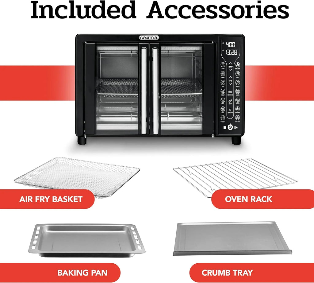Gourmia Oven Air Fryer Combo with 17 Cooking Presets, 24L Capacity, Convection Rack, Baking Tray, Recipe Book GTF7460