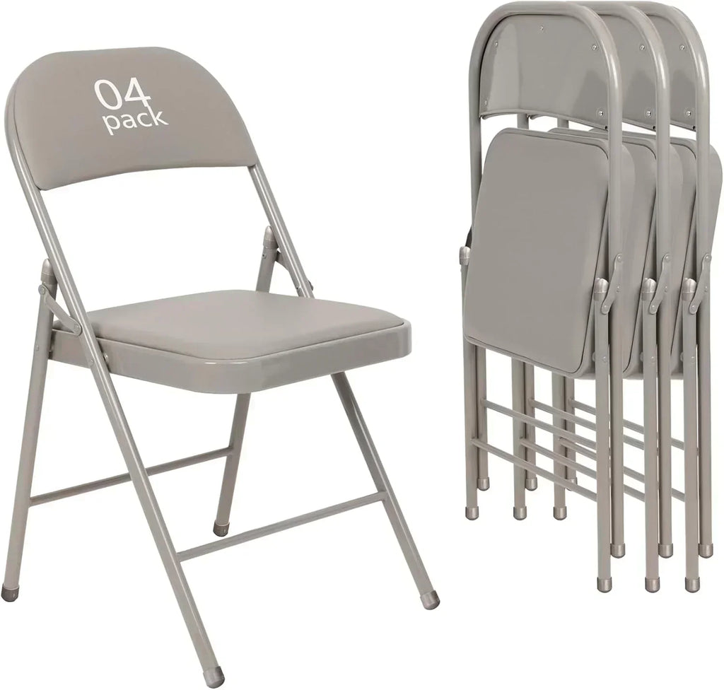 6 Pack Black Folding Chairs with Leather Chairs Events Office Wedding Party Upholstered Chairs