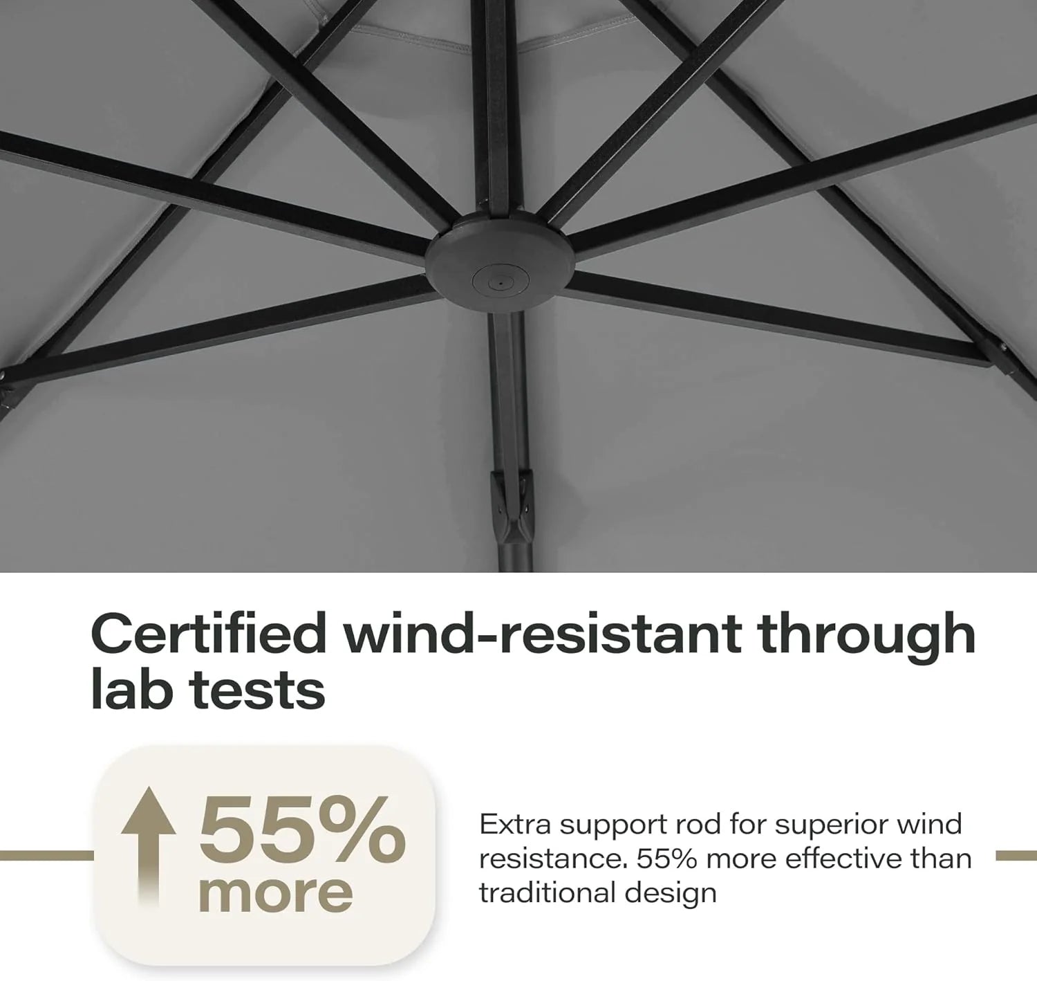 LAUSAINT HOME Outdoor Patio Umbrella with Base included, 11 FT Deluxe Curvy Cantilever Umbrella Heavy Duty Offset Hanging Umbrella with 360° Rotation for Market, Pool, Garden, Backyard, Deck (Beige)