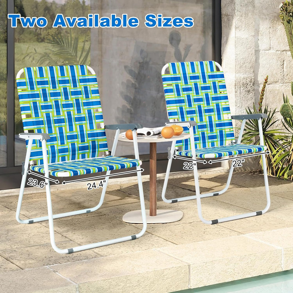 VINGLI Patio Lawn Webbed Folding Chairs Set of 2 Outdoor Beach Portable Lawn Chair