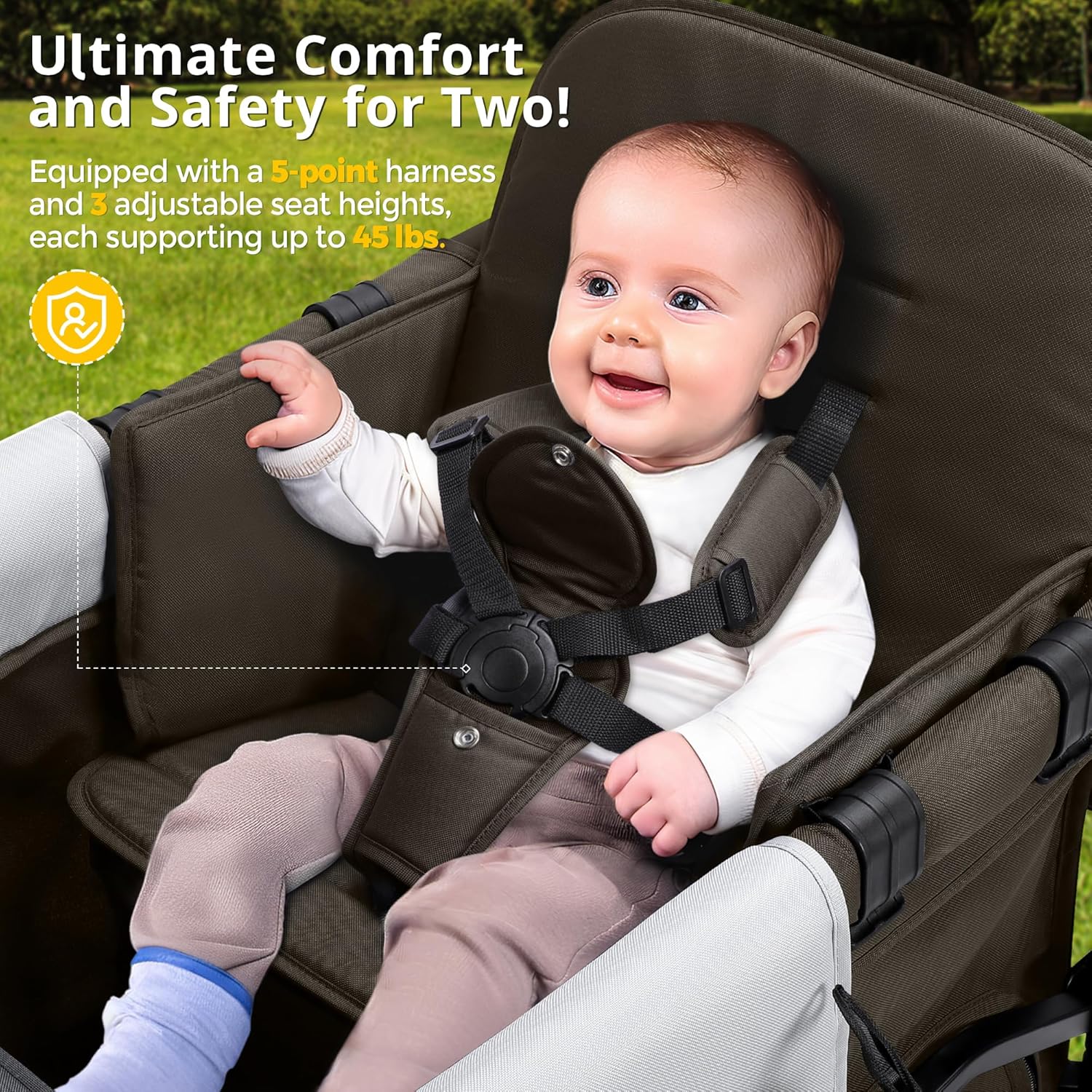 Stroller Wagon for Kids Wagon Stroller Toddlers 2 Seaters All-Terrain Baby Wagon Outdoor