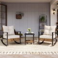 LAUSAINT HOME 3 Piece Rocking Bistro Set Outdoor Patio Furniture Oversize Rattan Conversation Set