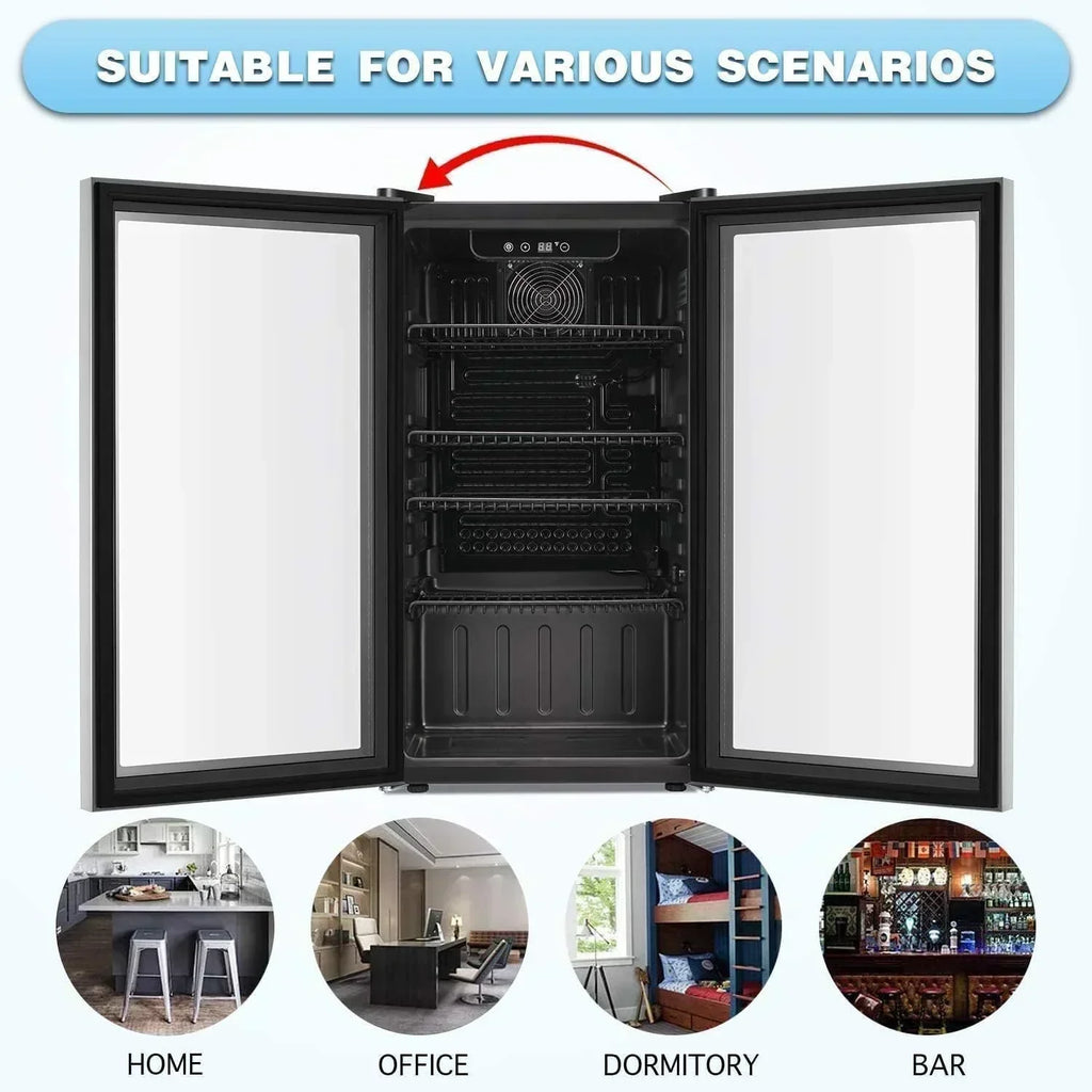 Antarctic Star Beverage Refrigerator Cooler 68 Can Mini Fridge with Glass Door for Beer Drinks Wine