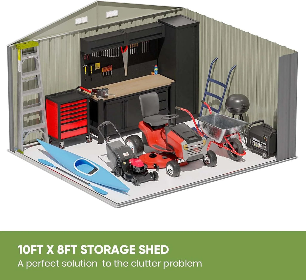 Patiowell 5x3 FT Outdoor Storage Shed Tool Shed with Sloping Roof and Lockable Door Metal Shed