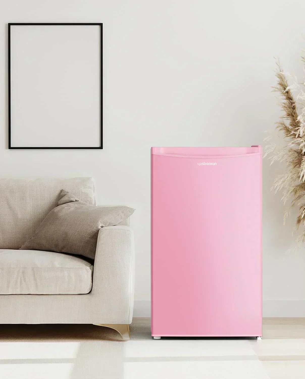 Upstreman 3.2 Cu.Ft Mini Fridge Freezer Single Door Fridge Dorm Fridge Adjustable Thermostat
