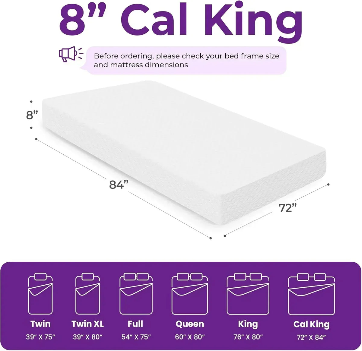 GAESTE 8-inch Fully Cooling Gel Memory Foam Mattress Mattress-in-a-Box