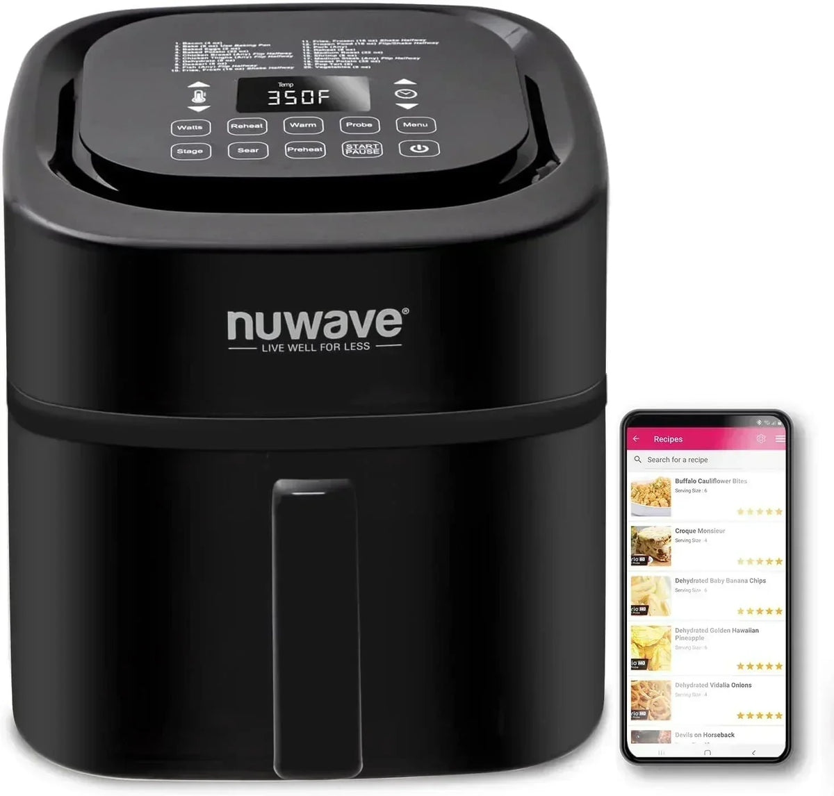 Nuwave Brio 15.5Qt Air Fryer Oven quickly reheats bakes and dehydrates food