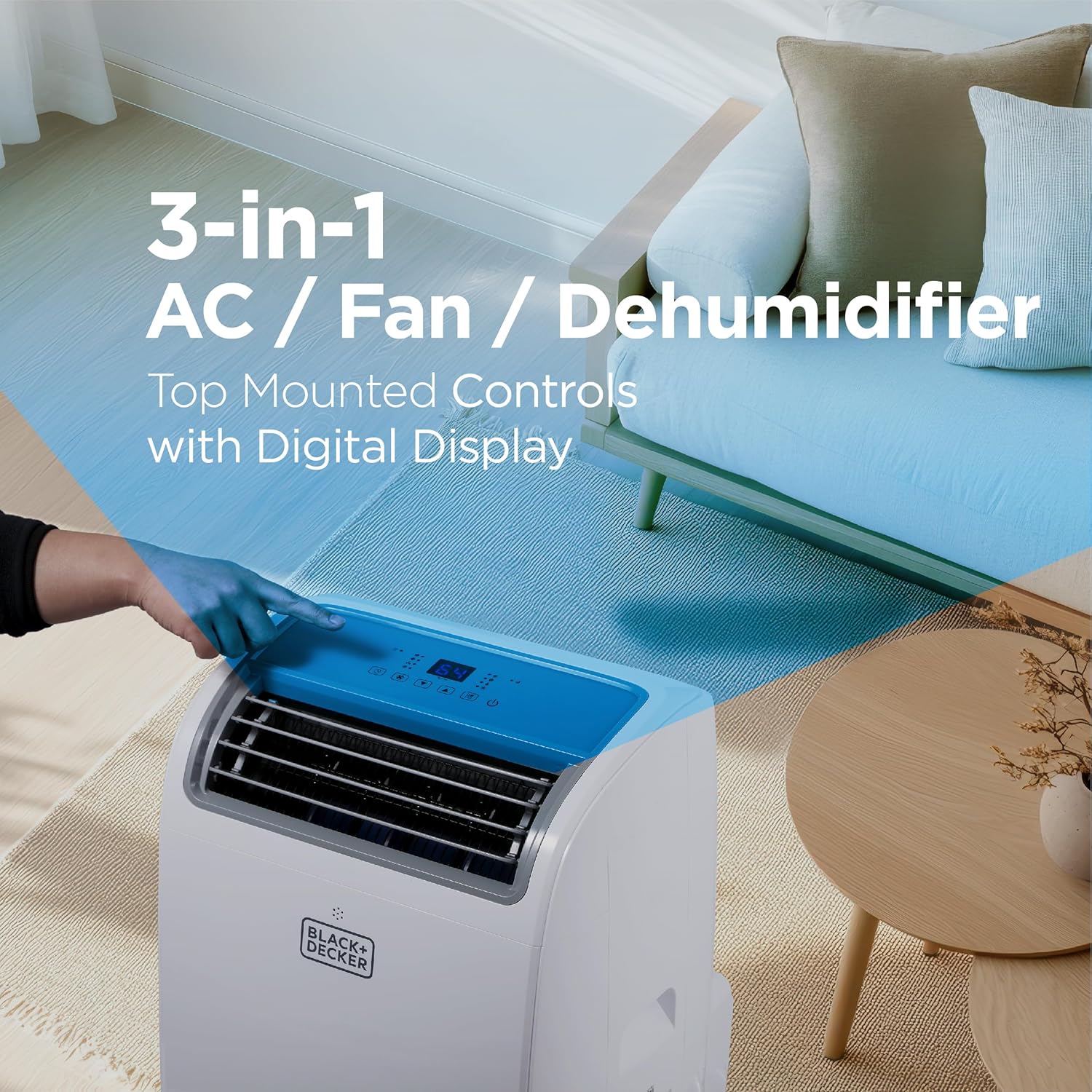 BLACK+DECKER 10,000 BTU Portable Air Conditioner for Rooms up to 450 Sq with Remote Control