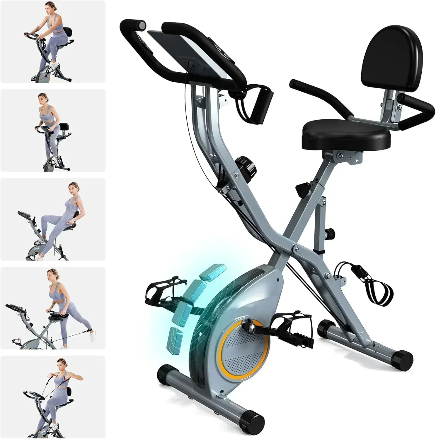 Foldable Exercise Bike Stationary Bikes  5 IN 1 Indoor Workout Cycling Bike Quiet Magnetic Resistance