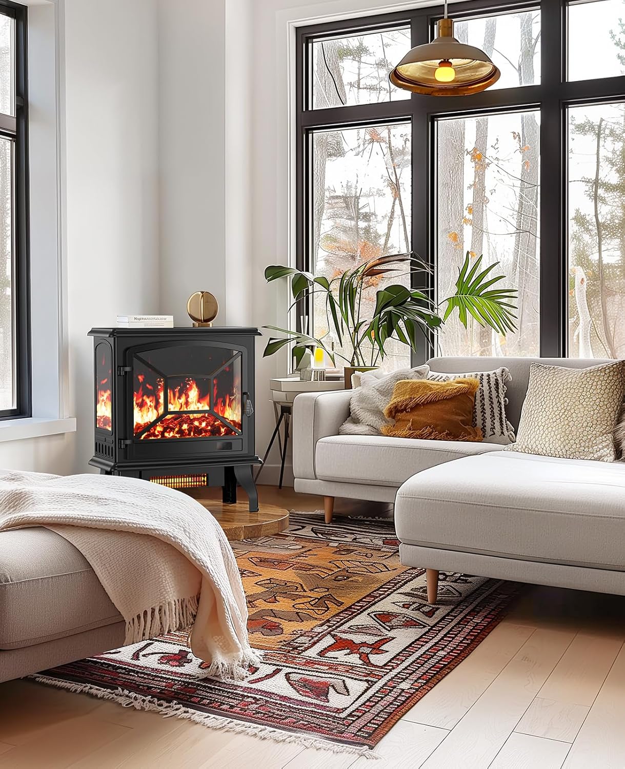 50 Smart Electric Fireplace 5300 BTU Heat Output Wall-Mount Built-In Electric Fireplace
