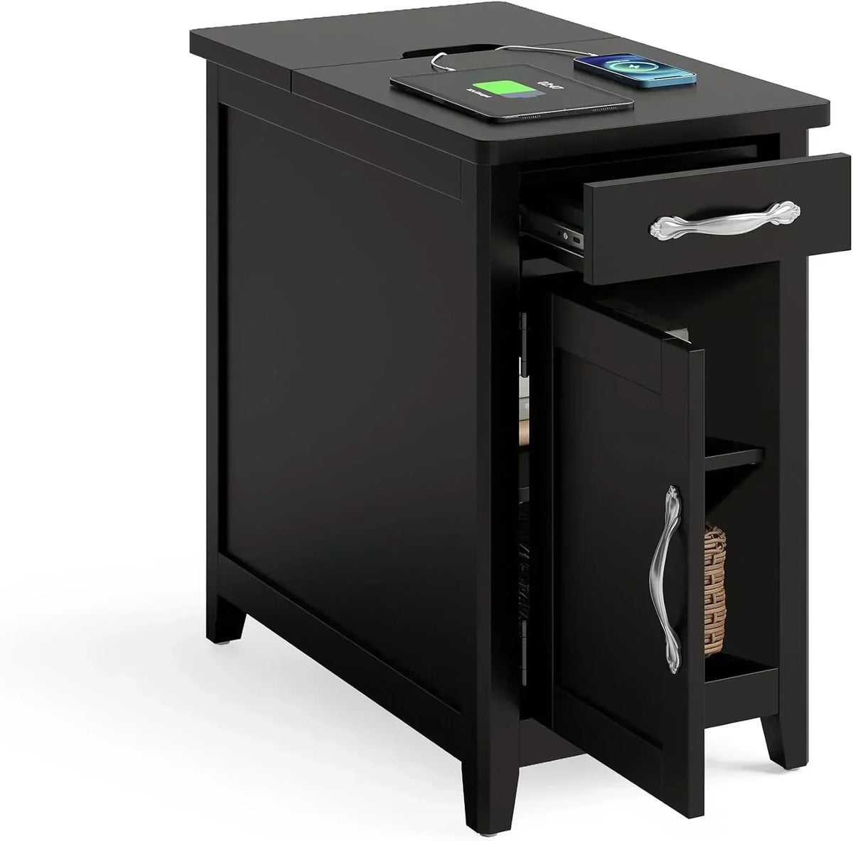Farmhouse End Table Narrow Side Table Small Nightstand