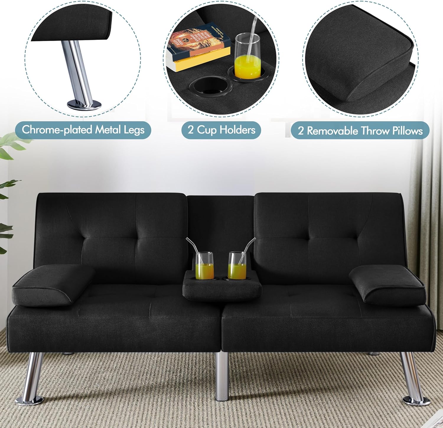 Convertible Sofa Bed Modern Imitation Leather Home Recliner Flip Double Sofa Folding Sofa Bed Guest Bed