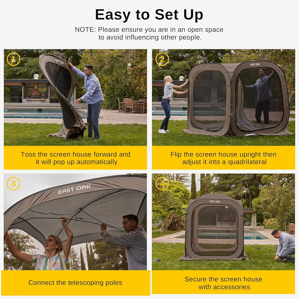 EAST OAK Screen House Tent Pop-Up Portable Screen Room Canopy Instant Screen Tent 10 x 10 FT