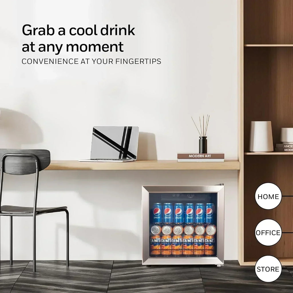 Beverage Refrigerator and Cooler 115 Can Mini Fridge with Glass Door for Soda Beer or Wine