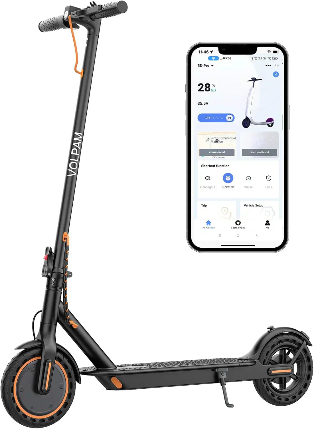 Electric Scooter 350W/500W Powerful Motor 8.5/10 Solid Tires 19/22Mph 28/21/12 Miles Range