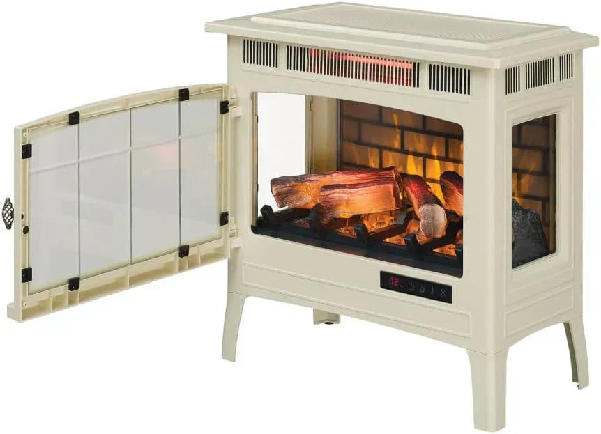 Freestanding Electric Fireplace Stove Heater with 3D Flame Effect for 1000 Sq. Ft