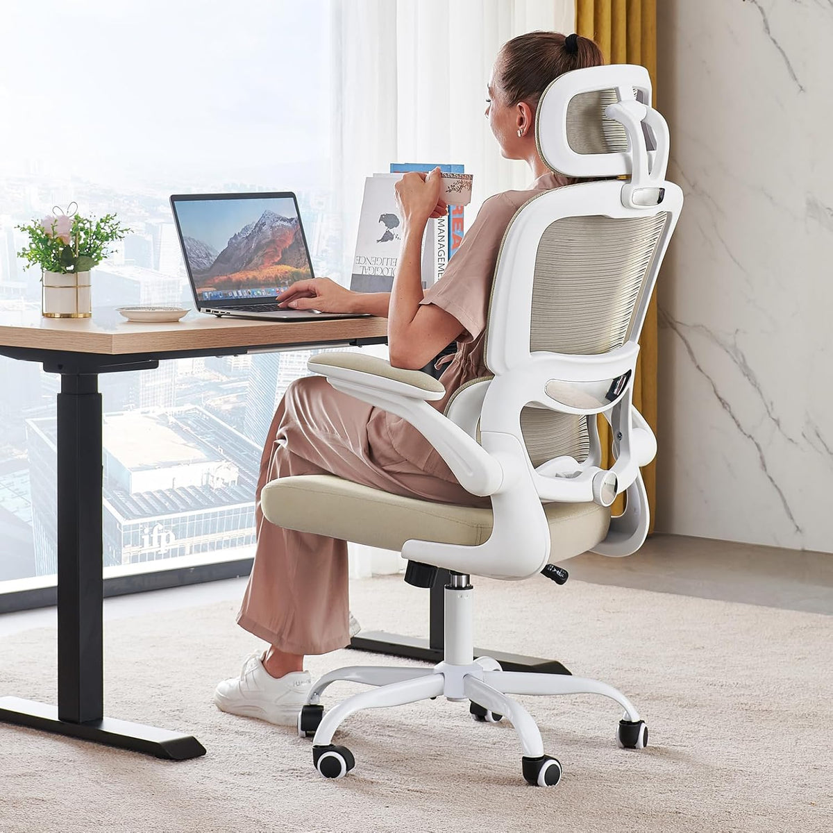 Office Chair Ergonomic Desk Chair, 330 lbs Home Mesh Desk Chair with Wheels, Comfortable Gaming Chair, High Back Office Chair