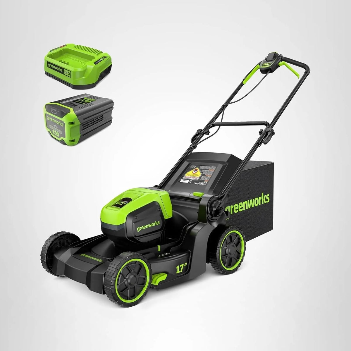 Greenworks 60V 17 Brushless Cordless Push Lawn Mower 2-in-1 Mulching/Bagging 4.0Ah Battery