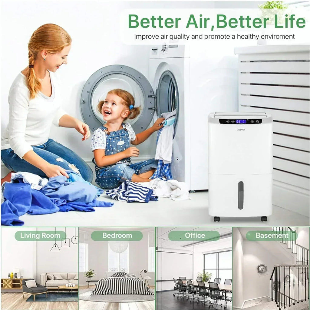 Waykar 2000 Sq Ft Dehumidifier for Home and Basements with Auto or Manual Drainage