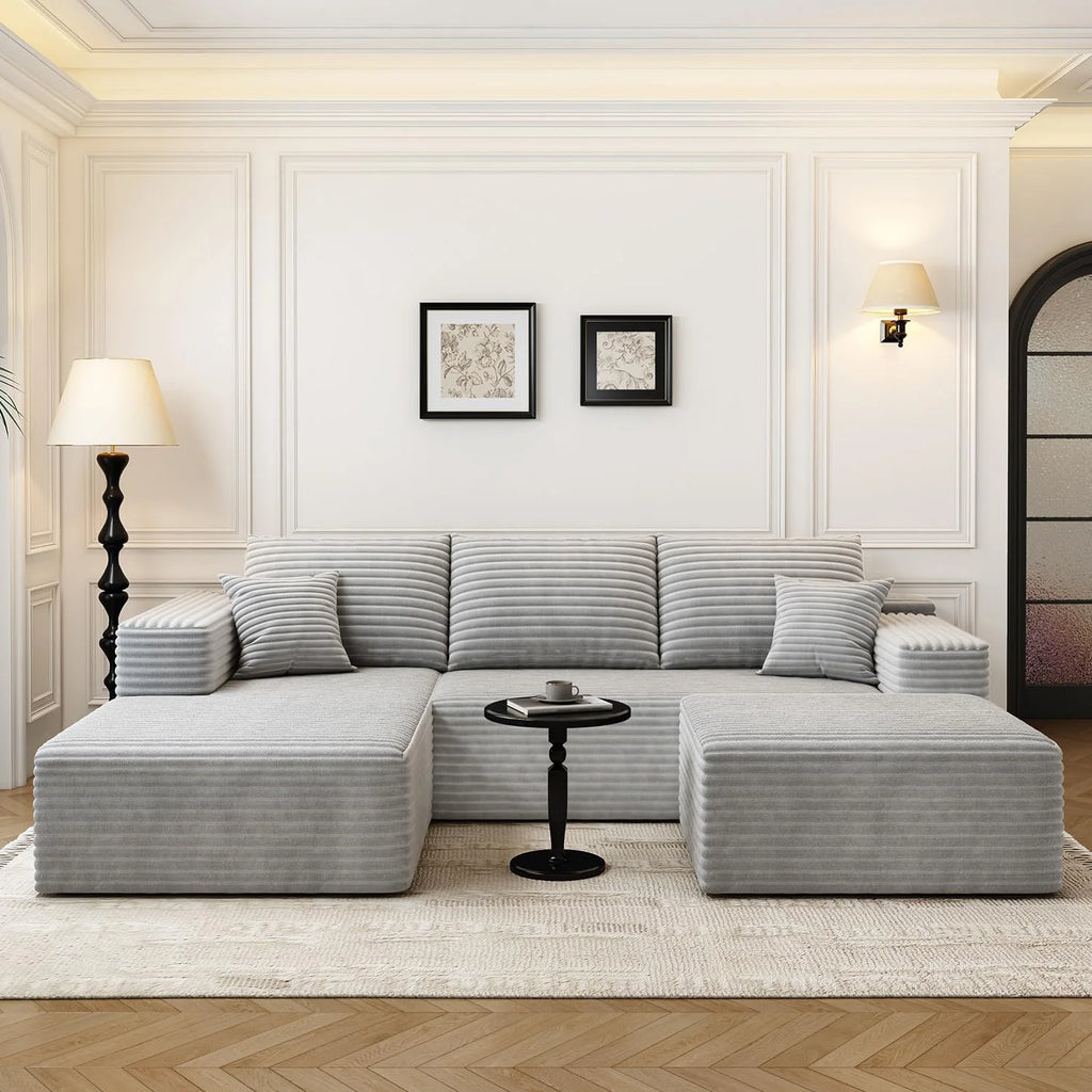 107.5 inch Cloud Modular Sectional Sofa with L-Shaped Chaise Lounge, Modern Minimalist Upholstered Sofa Deep Seating Corner Sofa