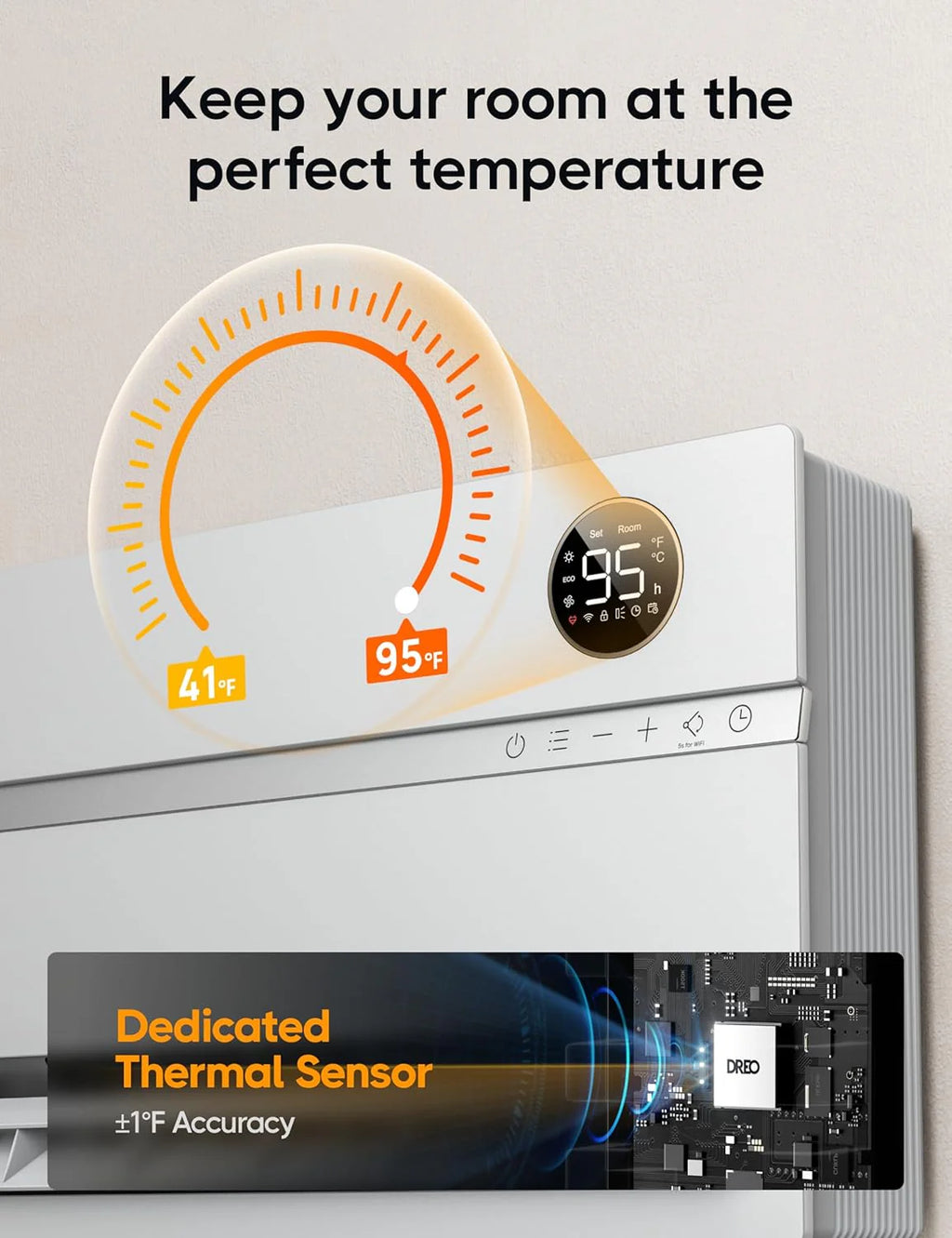 Dreo Smart Wall Heater, Electric Space Heater for Bedroom 1500W, 120�� Vertical Oscillation, Adjustable Thermostat, Remote Control, 24H Timer, Easy-Mount Heater for Indoor Use, Works with Alexa, WH719S