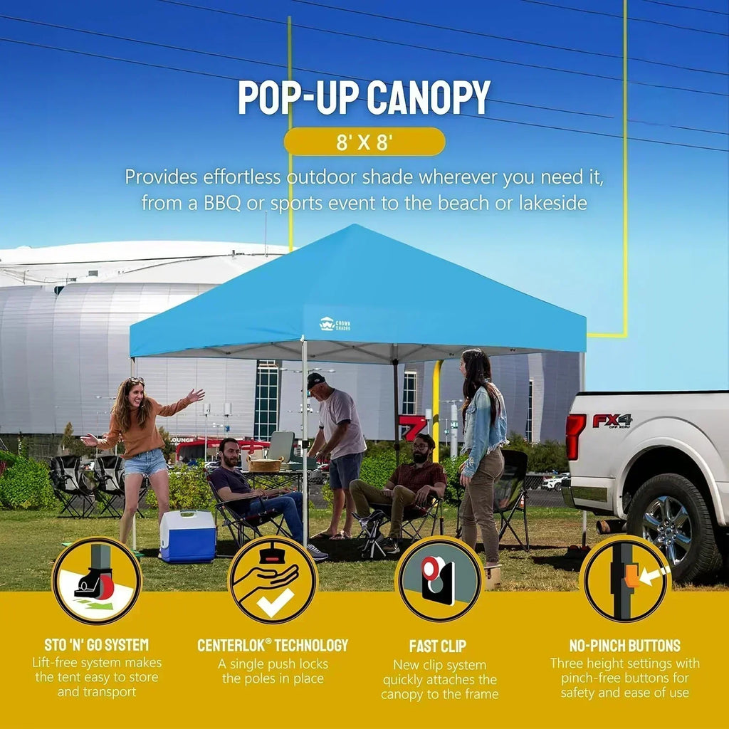 10x10 Pop-Up Awning One-Click Installation Beach Tent Outdoor Sunshade Silver Coated Top