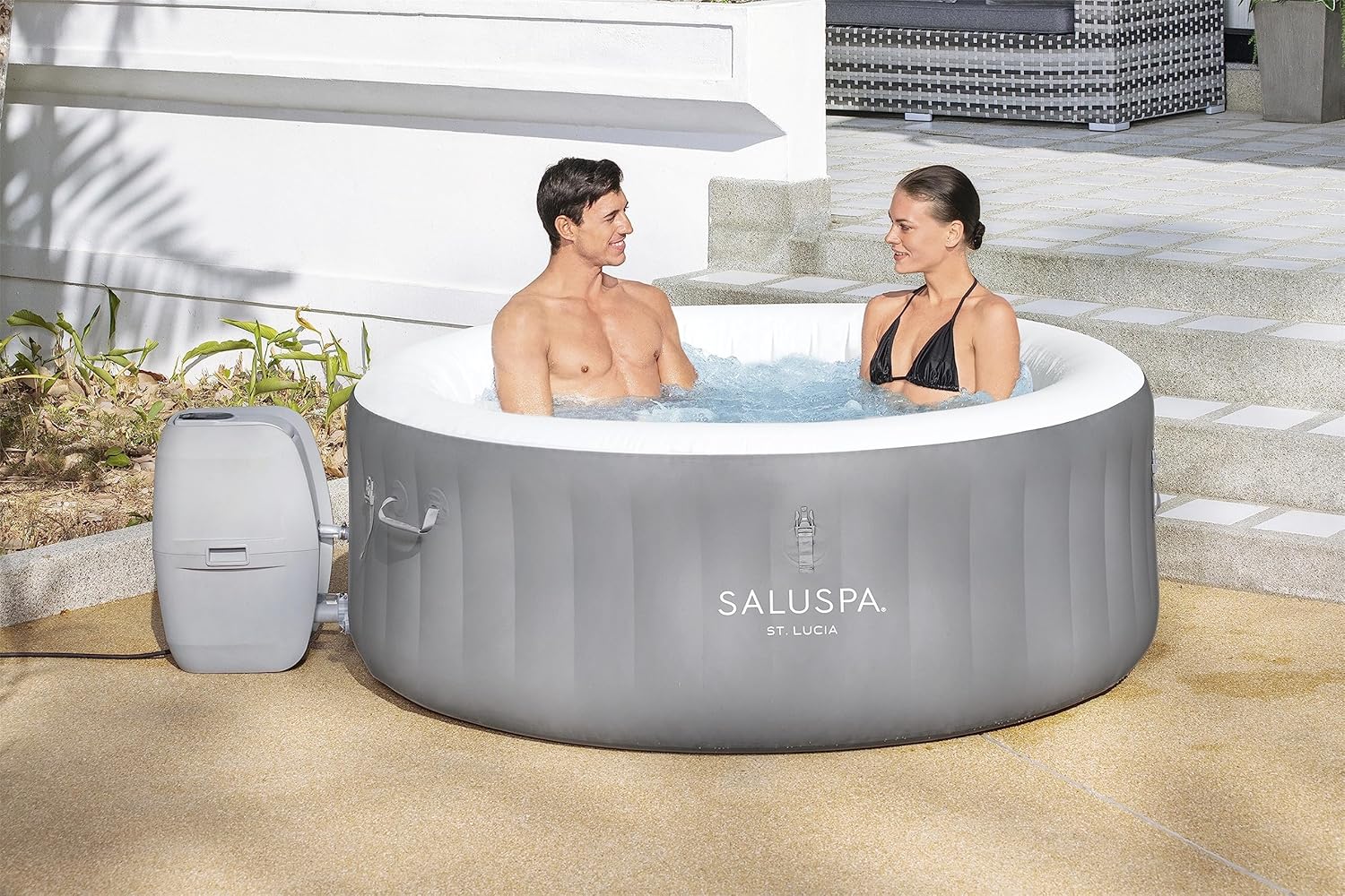 Bestway SaluSpa Miami EnergySense AirJet Inflatable Hot Tub Spa 71 x 26 Portable Hot Tub