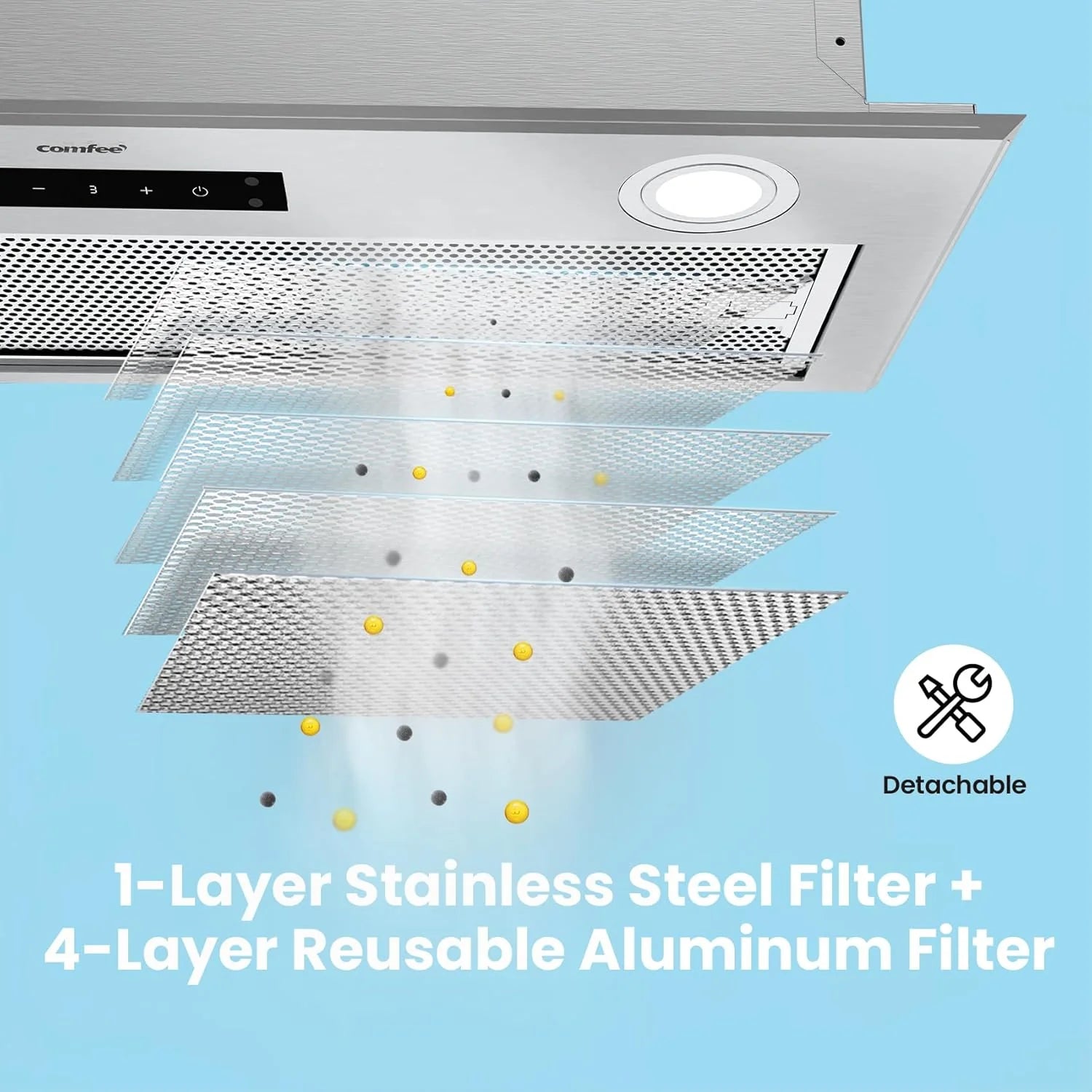 Comfee 30 Under Cabinet Ducted/Ductless Convertible Slim Vent Durable Stainless Steel Kitchen Reusable Filter