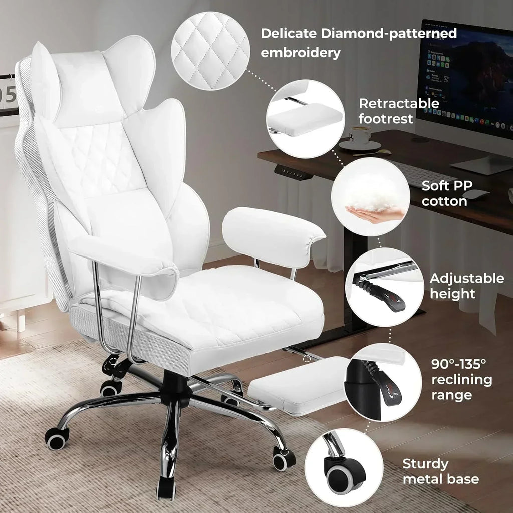Large high back office chair high back leather gaming chair with footrest