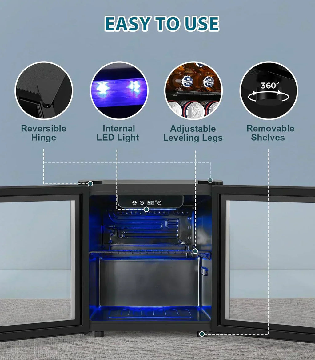 Mini Fridge 130 Can Beverage Refrigerator Cooler Drink Fridge Adjustable Temperature Control