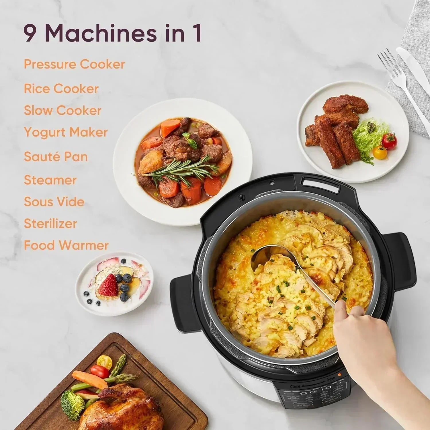 COSORI 6-Quart Stainless Steel Pressure Cooker Multi-Function Cooker with Ceramic Inner Pot