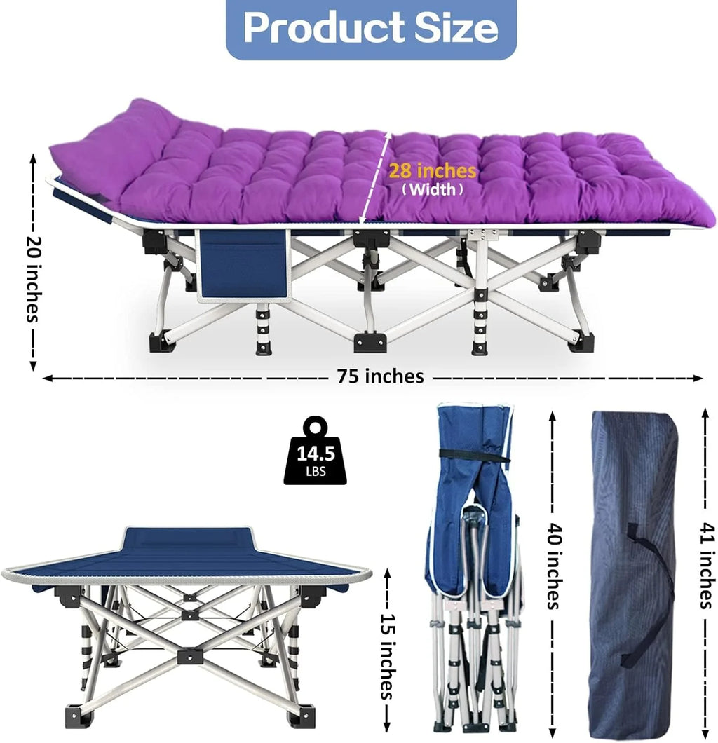 2 Pack Camping Cot with Mattress Comfortable Sleeping Cot Camping Cots for Adults 2 Person Folding Cot Heavy Duty Cots for Sleeping with Carry Bag Outdoor Indoor Home Vacation