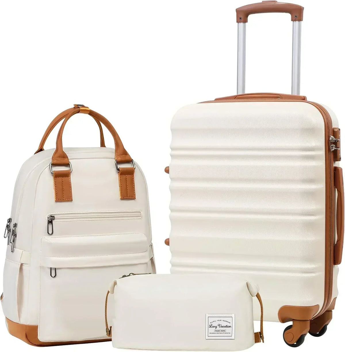 LONG VACATION 6 Piece Luggage Set Carry on Suitcase with ABS+PC hardshell Spinner Wheels