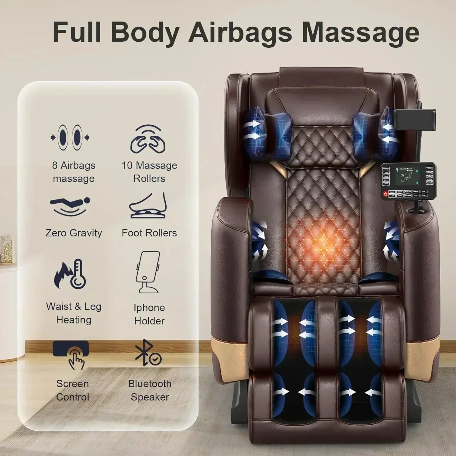 2025 Massage Chair Full Body Zero Gravity Massage Chair with 10 Fix Rollers Heating