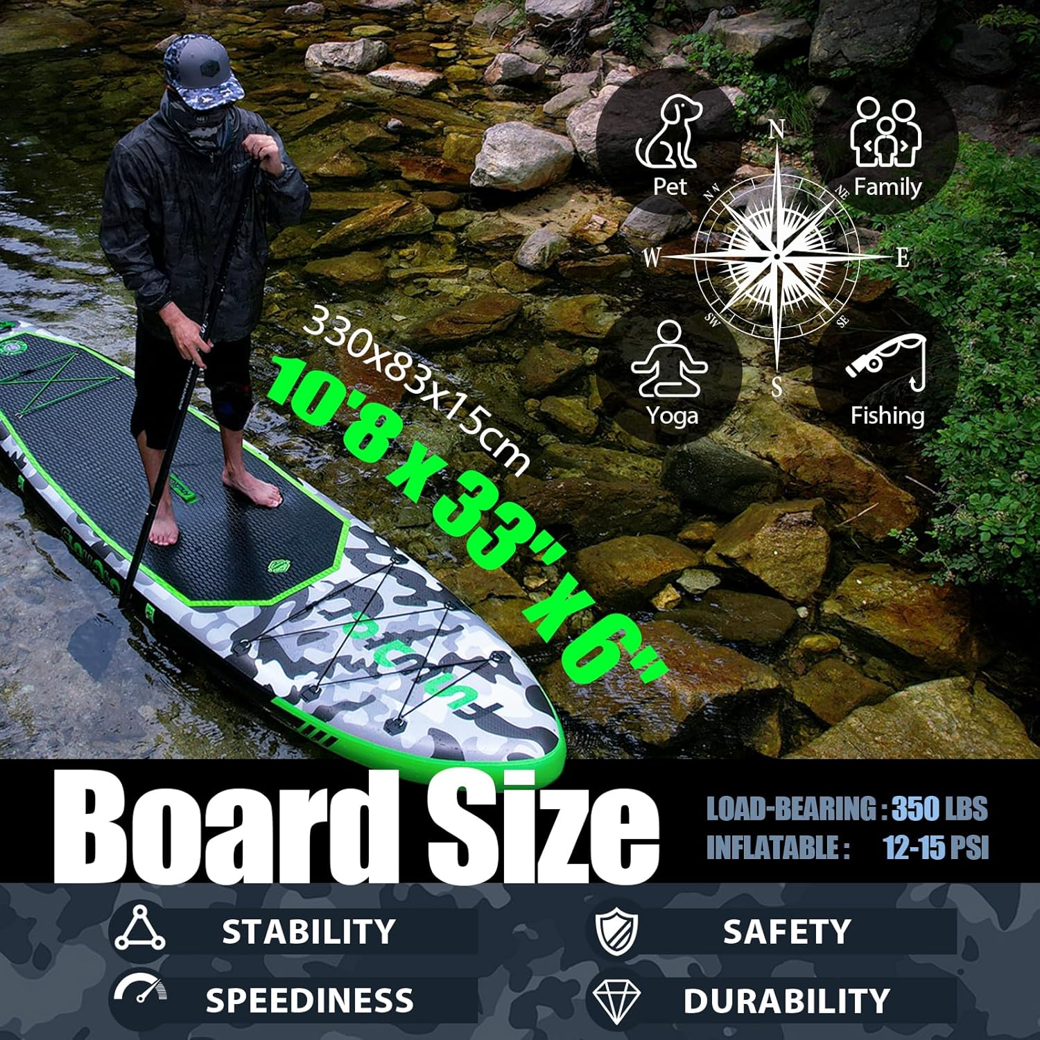 FunWater Inflatable Stand Up Paddle Board Premium SUP Paddle Accessories EVA Deck