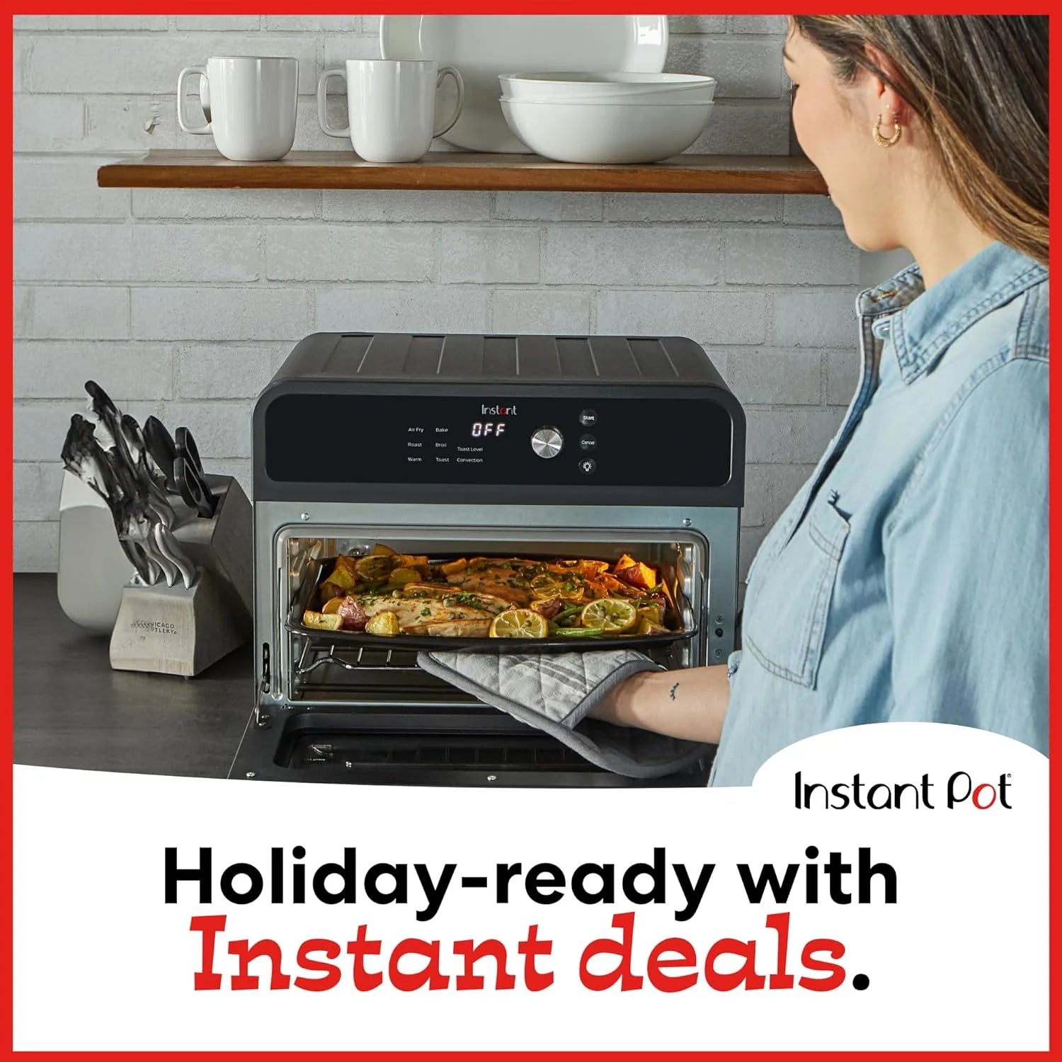 Instant Pot Omni Plus 19QT/18L Toaster Oven Air Fryer, 10-in-1 Functions, Fits 12 Pizza, Crisp, Broil, Bake, Roast, Toast, Warm, Convection, 100+ In-App Recipes, from the Makers of Instant Pot, Black