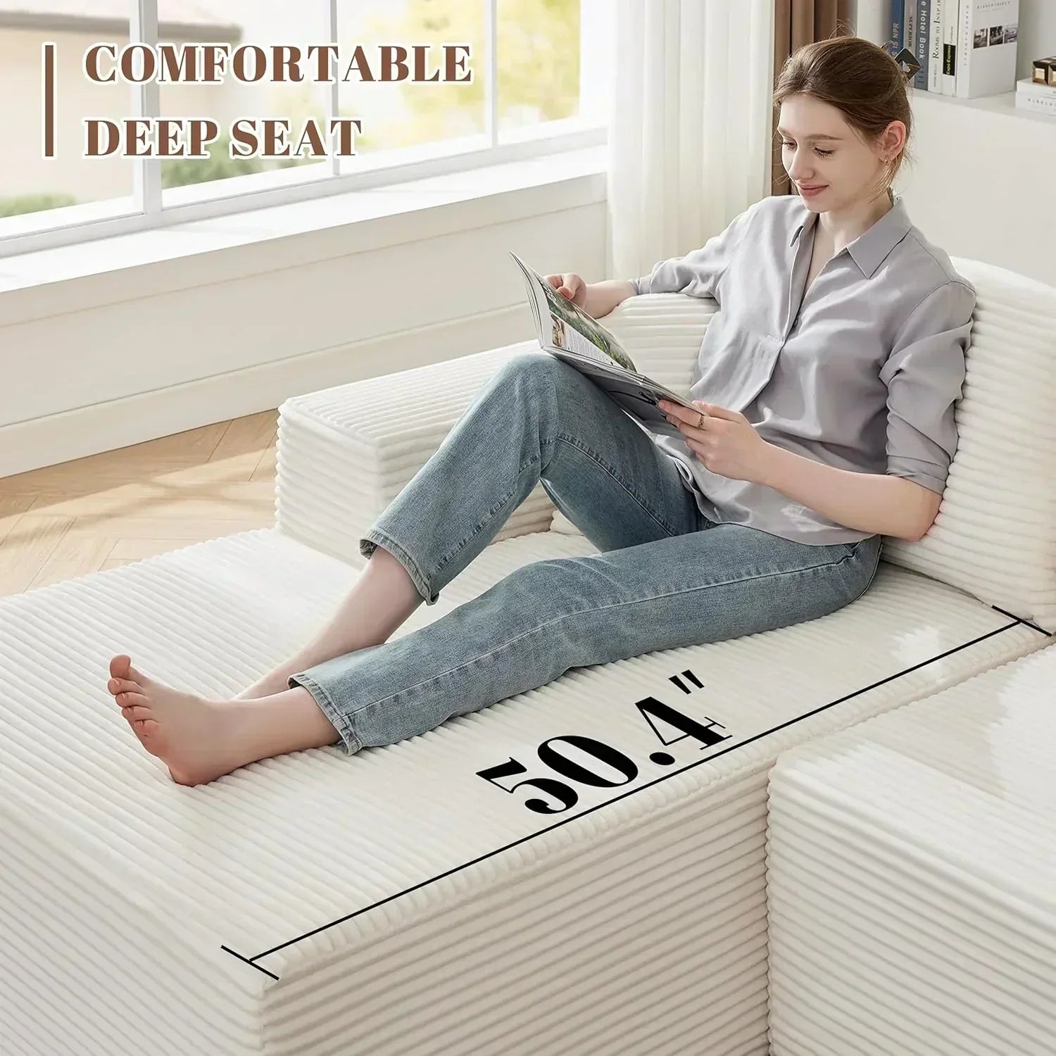 110-inch cloud sofa boneless sofa in the living room modular sofa with deep seats